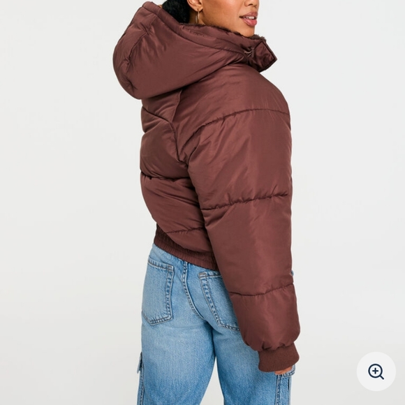 Aeropostale Remixed Down Cropped Puffer Coat Size Large - Picture 3 of 10